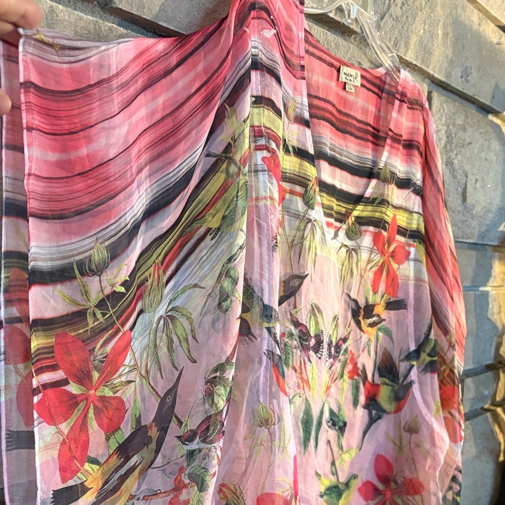 ONE WORLD Pink Multicolor Floral Blouse - Picture 4 of 12